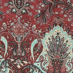 Beautiful Moda International Silk Dress, Burgundy & Teal,  Lined, sleeveless, 2